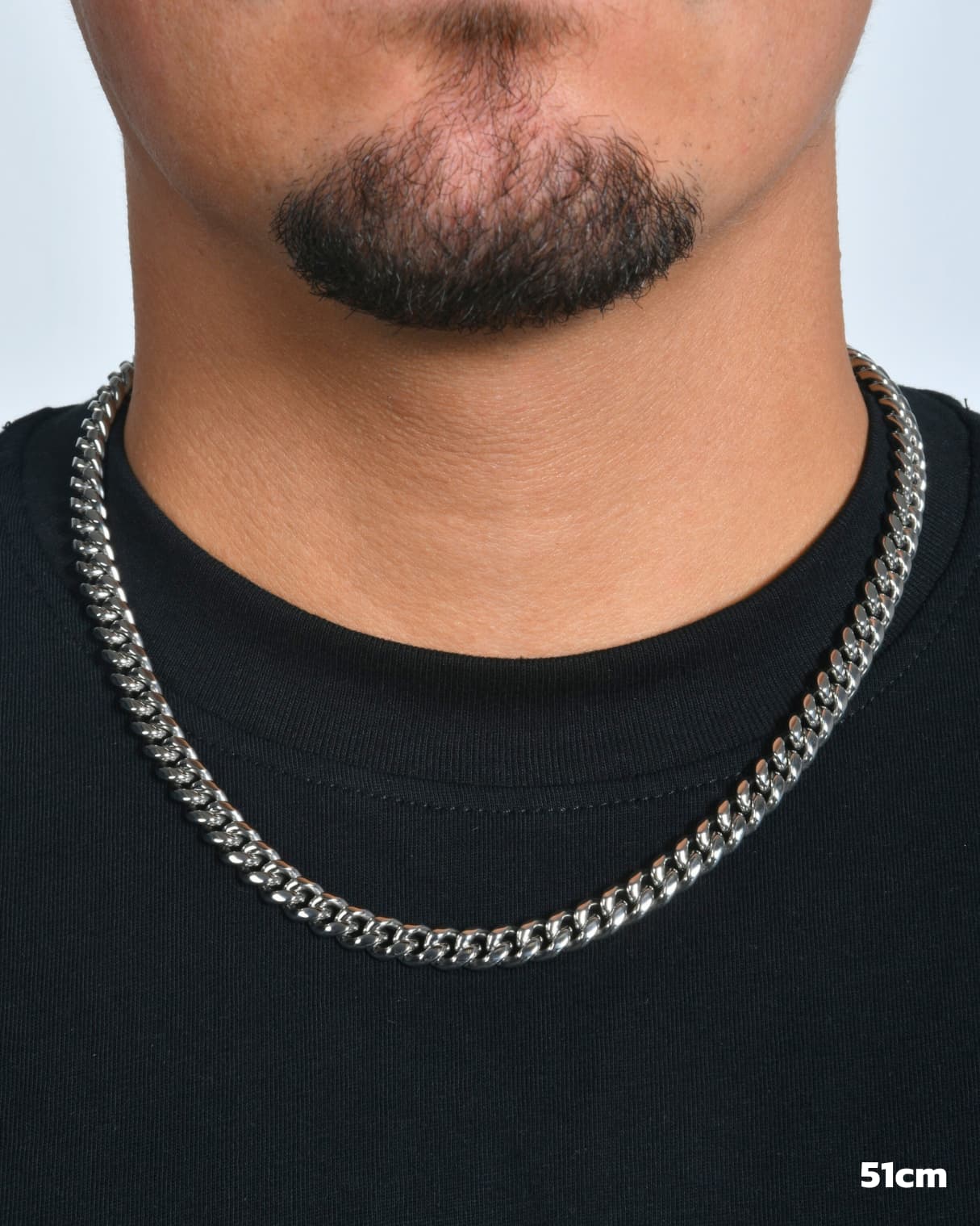 CONJUNTO DE CADENA CUBANA 8MM + PULSERA CUBANA 8MM - ORO BLANCO