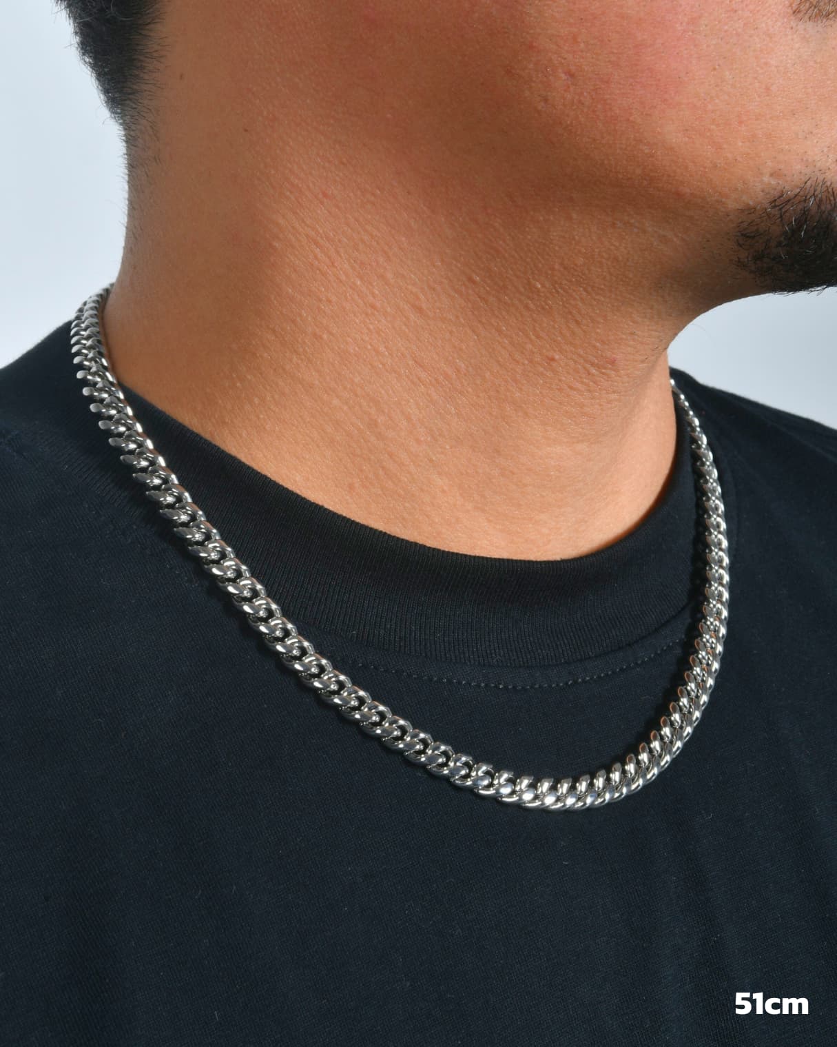 CADENA CUBANA 8MM - ORO BLANCO