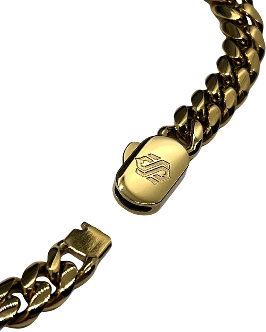 CONJUNTO DE CADENA CUBANA 12MM + PULSERA CUBANA 12MM - ORO