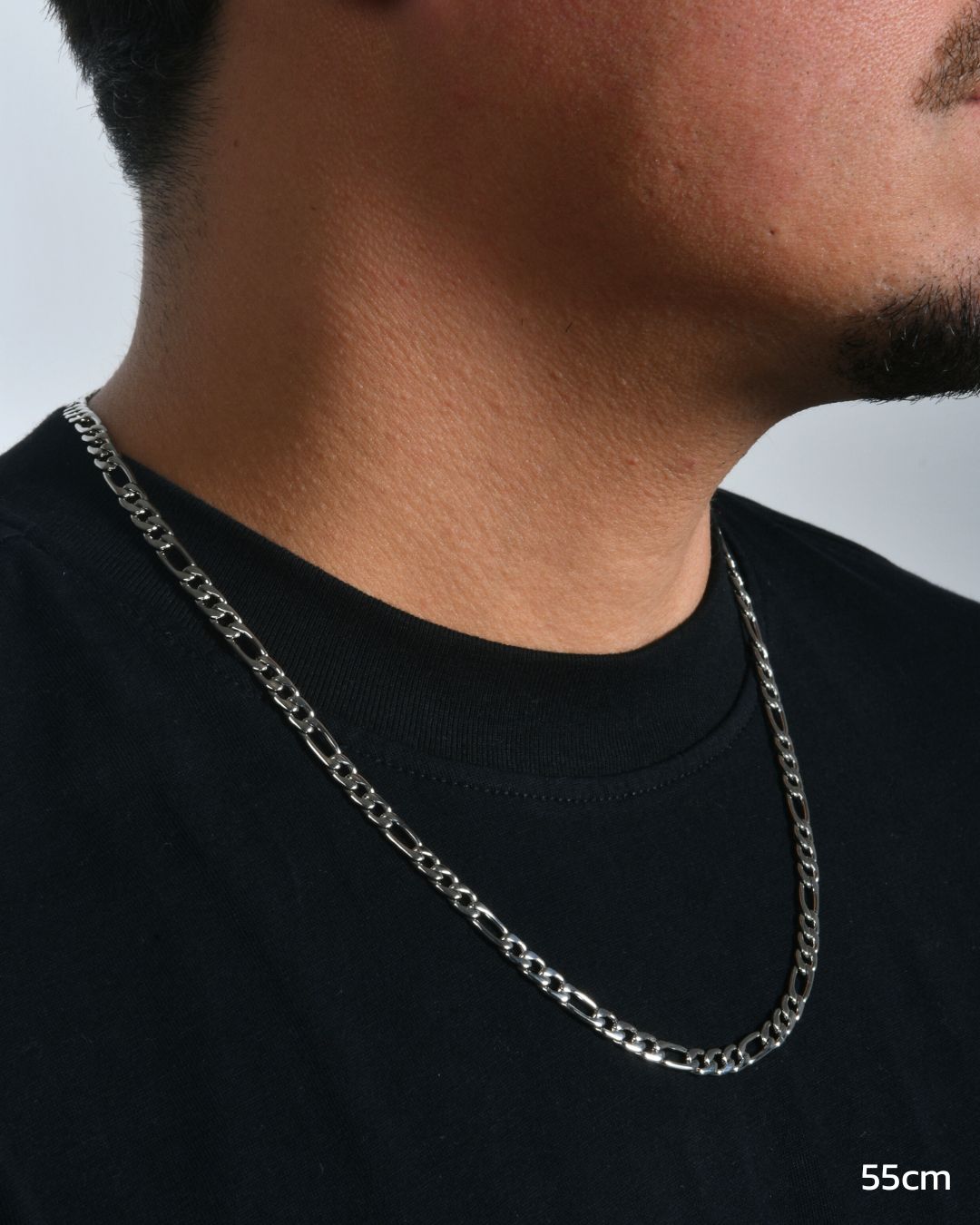 CONJUNTO DE CADENA FIGARO 5MM + PULSERA FIGARO 5MM - ORO BLANCO