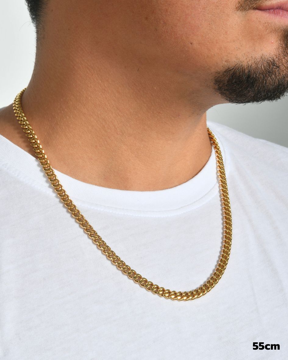 CONJUNTO DE CADENA CUBANA 6MM + PULSERA CUBANA 6MM - ORO