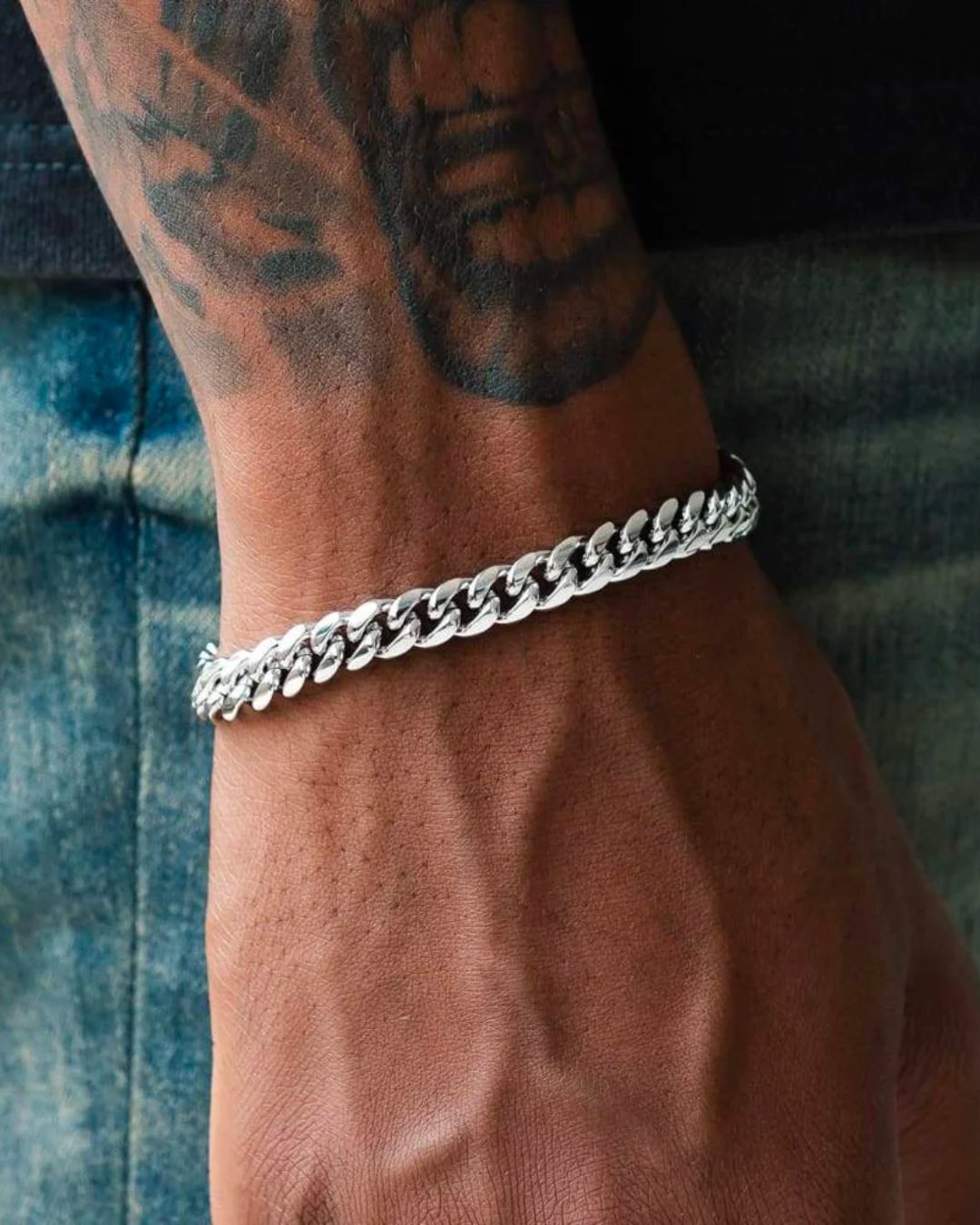 PULSERA CUBANA 8MM - ORO BLANCO