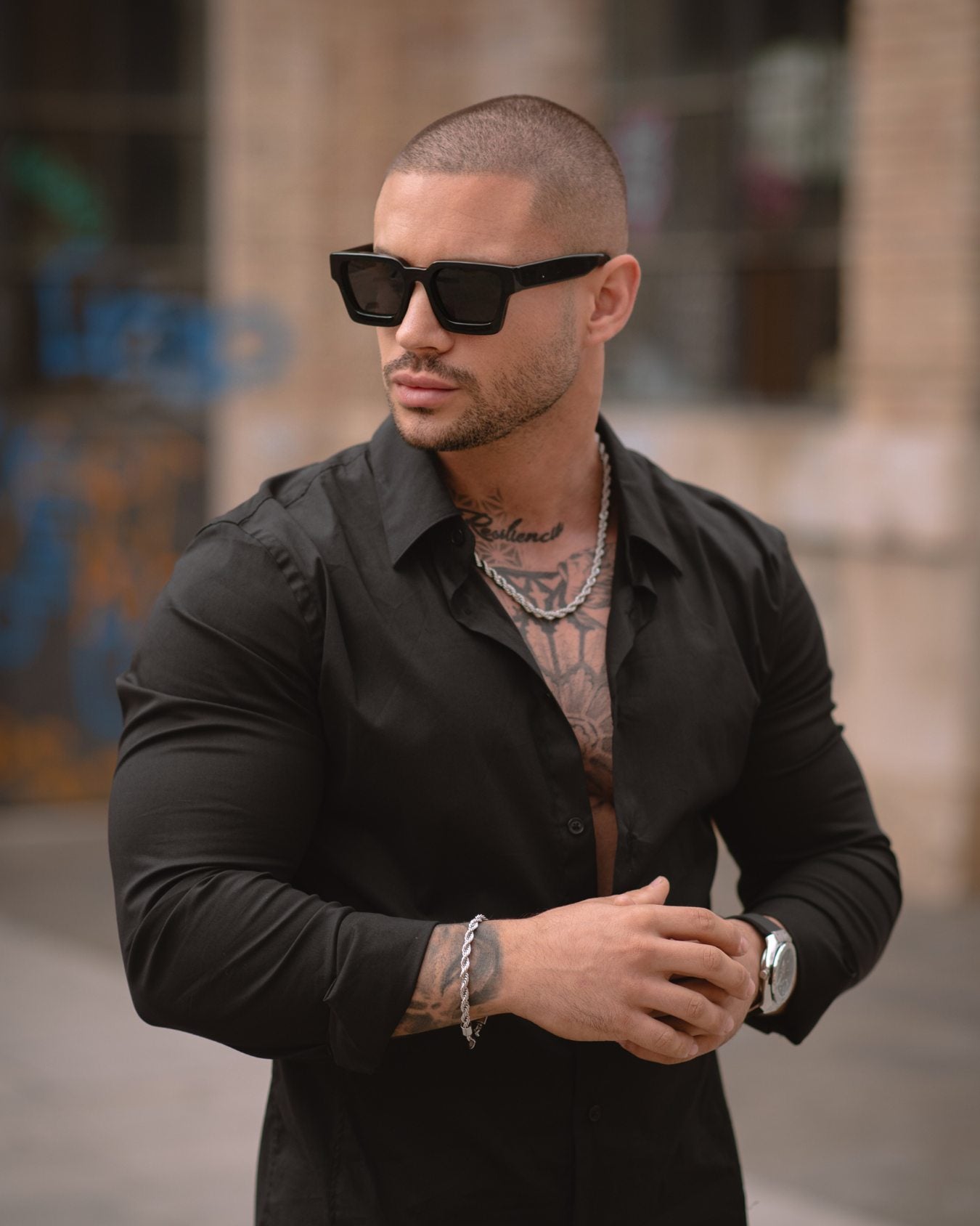 CONJUNTO DE CADENA DE CUERDA 5MM + PULSERA DE CUERDA 5MM - ORO BLANCO