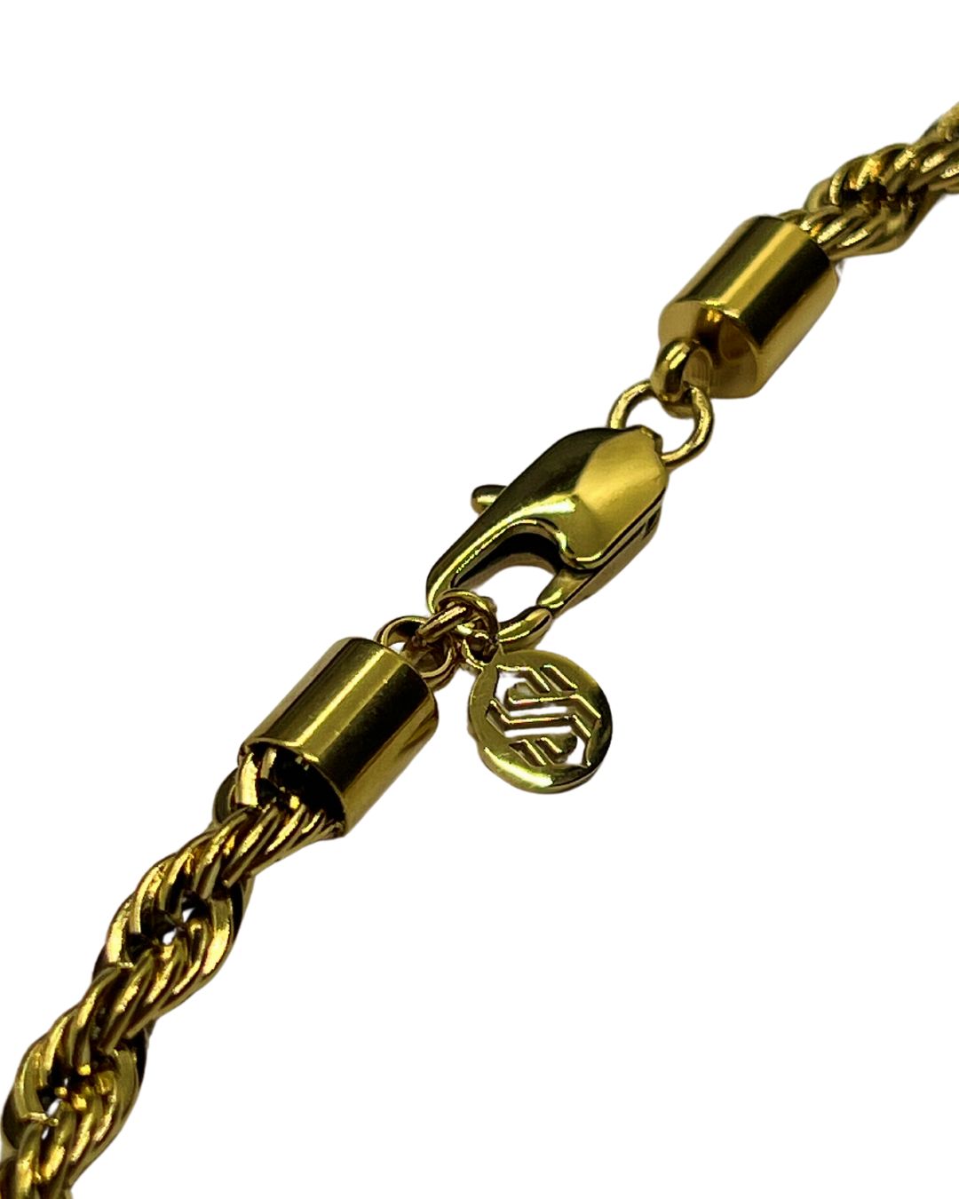 CONJUNTO DE CADENA DE CUERDA 5MM + PULSERA DE CUERDA 5MM - ORO