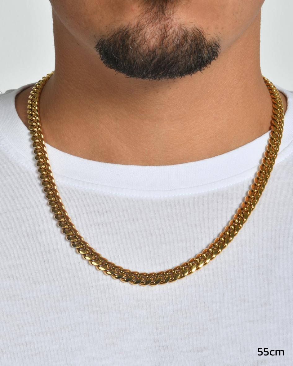 CONJUNTO DE CADENA CUBANA 8MM + PULSERA CUBANA 8MM - ORO