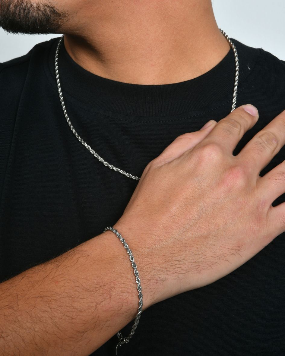 CADENA CUERDA 3MM - ORO BLANCO