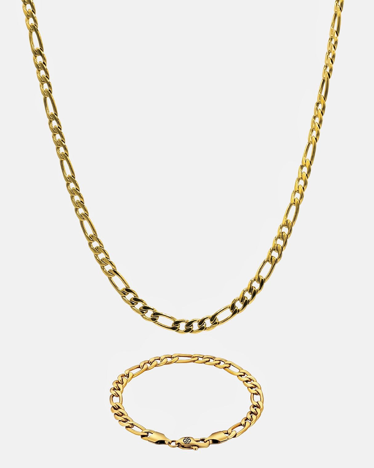 CONJUNTO DE CADENA FIGARO 5MM + PULSERA FIGARO 5MM - ORO